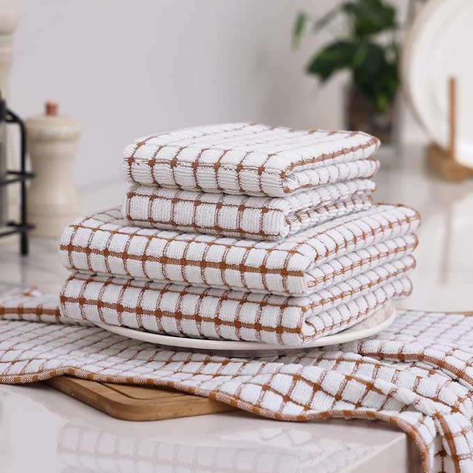 Homaxy Kitchen Towels and Dishcloths Set, 16 x 25 and 12 x 12 Inches, Super