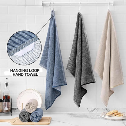 Homaxy Premium Kitchen Towels, Large Cotton Kitchen Hand Towels, Flat and Terry