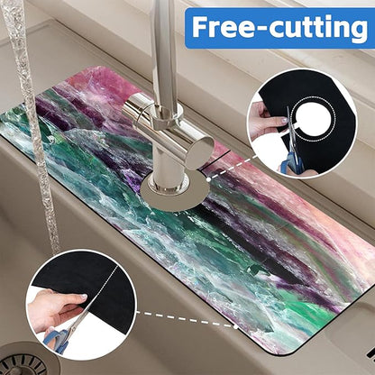 Green Purple Fluorite Dish Drying Mat
