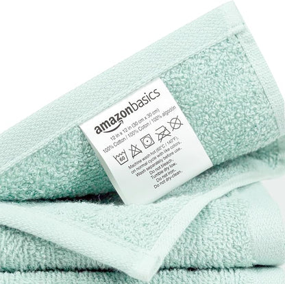 Amazon Basics face Towels for bathroom, 100% Cotton Extra Absorbent washcloth