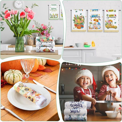 12 Pcs Seasonal Kitchen Towels Set