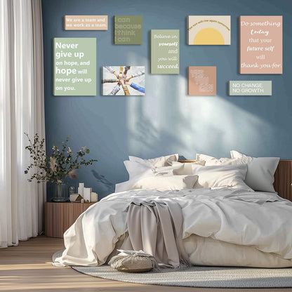9-Pieces Framed Canvas Set Motivational Wall Decor Office Inspirational Wall Art Motivational Quotes Posters Positive Affirmation Office Wall Decor Office Wall Art Living Room Bedroom Prints Artwork