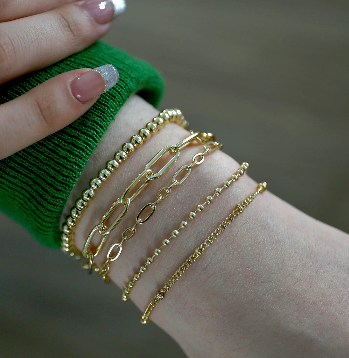 Waterproof Gold Bracelet Stack for Women Non Tarnish,Stainless Steel Dainty Bracelets Layered Paper Clip Bracelet Chain Bracelet for Women Jewelry