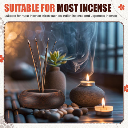 Honeydak 6 Pcs Incense Holder for Stick Wooden Round Incense Burner Stick Holder Bowl Ash Catcher Aromatherapy Ornament for Home Decor, Meditation, Yoga