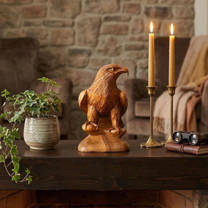 G6 Collection 8" Wooden Handmade American Eagle Statue Handcrafted Figurine Sculpture Art Hand Carved Rustic Lodge Outdoor Decorative Home Decor Us Accent Decoration Eagle Statue