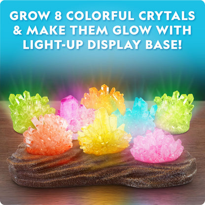 NATIONAL GEOGRAPHIC Mega Crystal Growing Kit for Kids- Grow 8 Crystals with Light-Up Stand, Science Gifts for Kids 8-12, Crystal Making Experiment, Science Kit for Girls and Boys