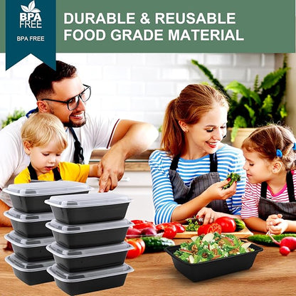 50 Pack Meal Prep Containers 38 oz, Leakproof To Go Food Containers, Disposable