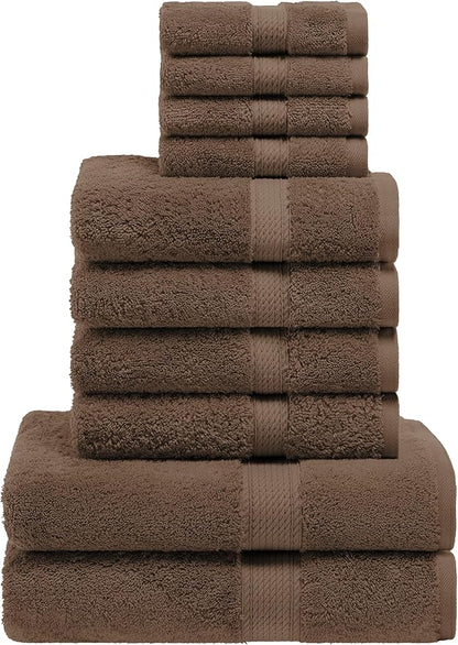 Superior Egyptian Cotton Solid Towel Set, Washcloths 13” x 13”, Hand Towels 20”