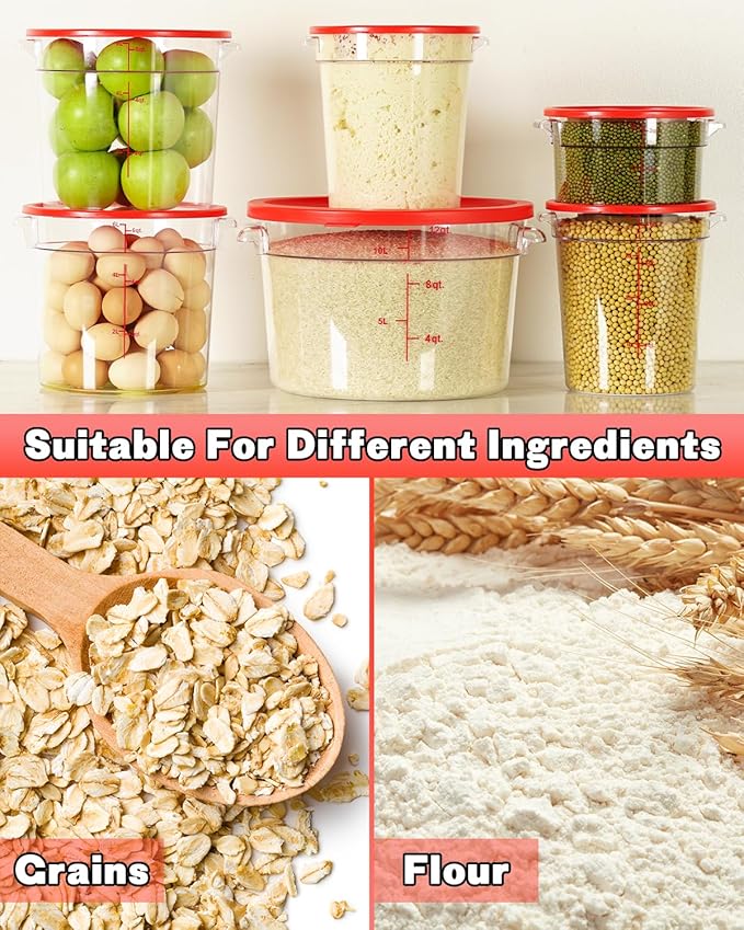2QT NSF Food Storage Containers: 8 PCS Commercial Clear Round Food Storage