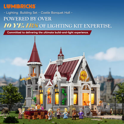Lumibricks Medieval Castle Banquet Hall Lighting Building Bricks Set - Middle Ages City Town Modular Collection Display Kit with Minifigures 3232 Pcs for Adults & Teens