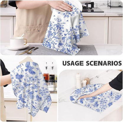 Chinoiserie Floral Kitchen Dish Towels 16x24 Inch, Chinoiserie Decor