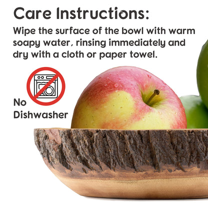 Tapeera Wood Fruit Bowl for Kitchen Counter - Large Decorative Key Tray for Entryway Table - Wooden Holder Basket for Candy and Office (10.5 Inch)