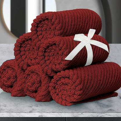 VOOVA & MOVAS Red Washcloths, Bath Hand Towels Set