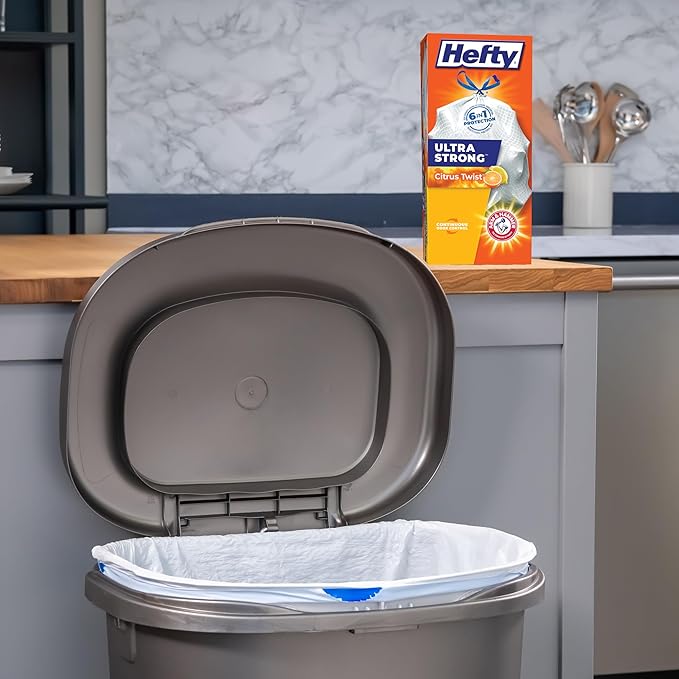 Hefty Ultra Strong Trash Bags 13 Gallon | Tall Kitchen | Drawstring Closure |