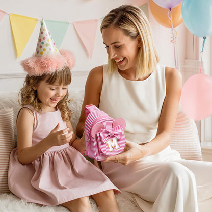 QLOVEA Birthday Gifts for Girls Kids, Personalized Small Initial Pink Sling Bag for Kid Girls | Small Initial Monogram Fanny Packs Crossbody Bag Purse for Girl Kid Year Old Birthday Gifts (Pink A)