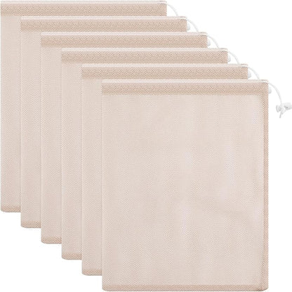 Frienda 6 Pieces Mesh Stuff Sack, 11 x 15 Inch Durable Nylon Drawstring Laundry