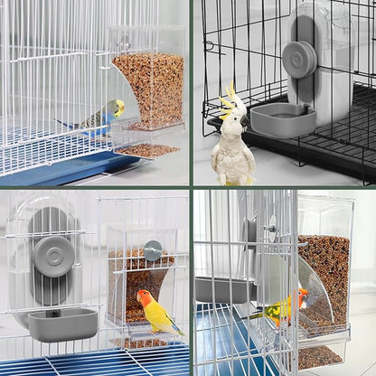Lemtrflo No Mess Bird Feeder & Water Dispenser Set - Automatic Feeding & Hydration, Parakeet Cage Accessories for Parrots, Cockatiels, Finches, Lovebirds & Budgies