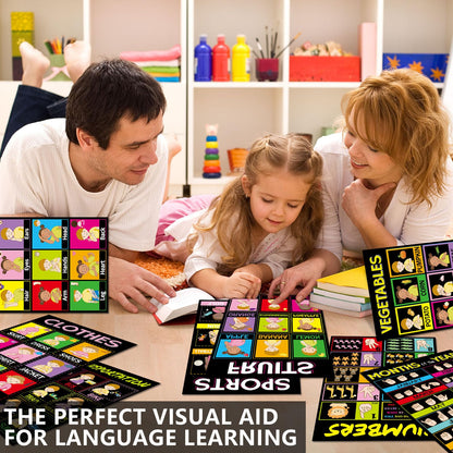 gisgfim 18 Pieces ASL Poster America Sign Language Poster ASL Study Charts for Classroom Education Posters Sign Language for Primary School Toddlers Kids Students Classroom Decor (Black)