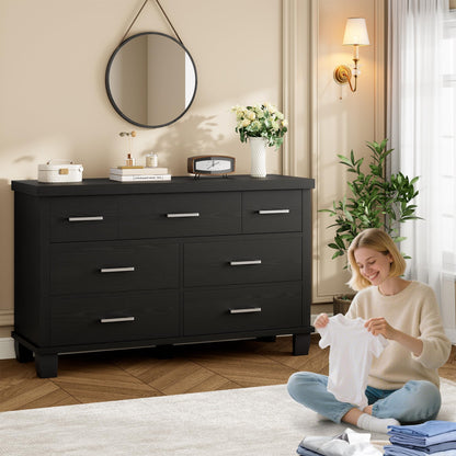 GarveeHome 7 Drawer Dresser for Bedroom, Wide Wood Chest of Drawers with Metal Handles, Large Storage Organizer for Living Room, Hallway