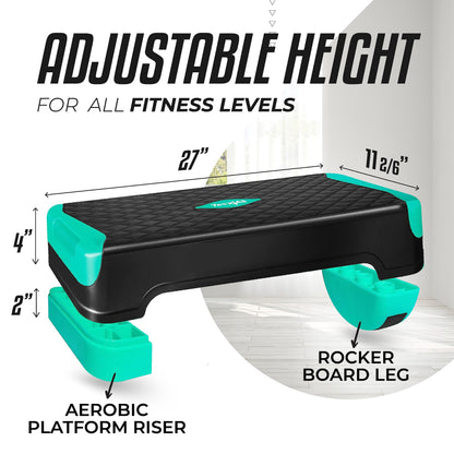 Yes4All 2-in-1 Adjustable Aerobic Step Platform Fitness Exercise Stepper with Rocker Balance Board Legs for Home Workout, Step Exercise & Balance Training