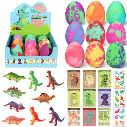 Bath Bombs for Kids with Surprise Toys Inside - 9 Pack Dinosaur Bath Bombs Gift Set, Dinosaur Toys for Kids 3 4 5 6 7 8 9 Years, Birthday Gifts for Kids, Bubble Bath Fizzes Bath Toy