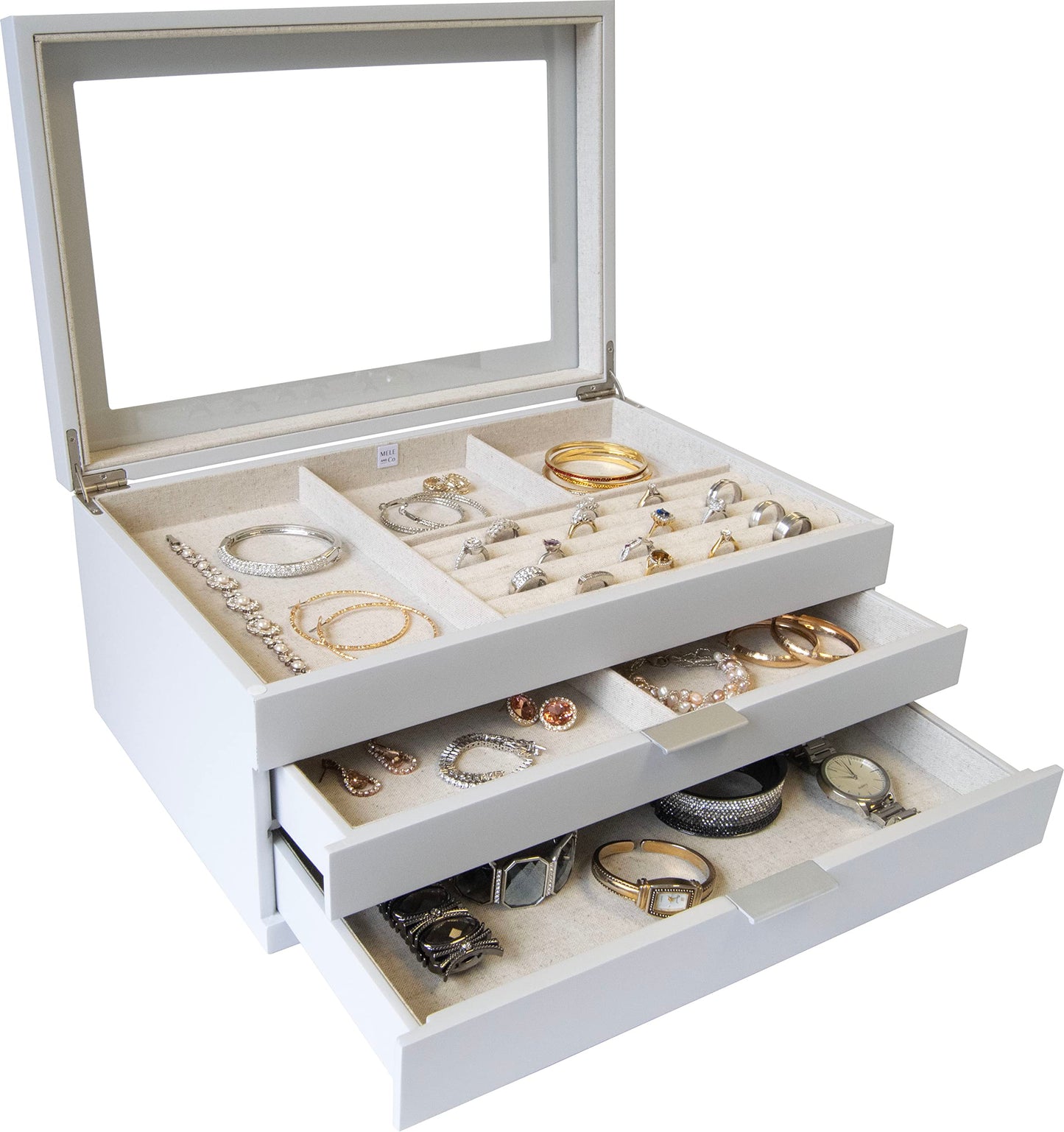 Mele and Co Misty Wooden Jewelry Box with Glass Lid