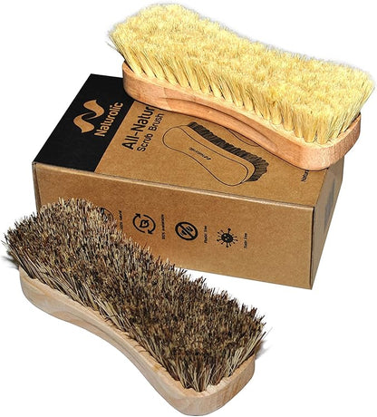 All-Natural Wooden Scrub Brush Set | Wooden Handle | Tampico and Palmyra