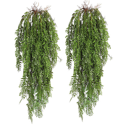 RECUTMS 2 Pcs 3.7Ft Hanging Fake Plants Faux Ferns Ivy Willow Vine Leaves Wall Greenery Artificial Vine Plastic for Spring Home Garden Wedding Party Indoor Outdoor Easter Decorations(Green)