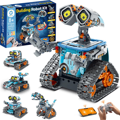 Sillbird Robot Building Kit with Remote Control STEM Gifts for Kids Age 8-12, Coding Robotics Technic Toy Set for Boys' Birthday, Buildable 5-in-1 Models with 473 Pieces