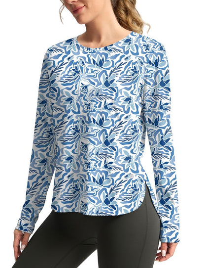 Women's Sun Shirts UPF 50+ Long Sleeve UV Protection Shirt Lightweight Quick Dry Workout Hiking Tops for Women(Peri Blue Freesia,M)