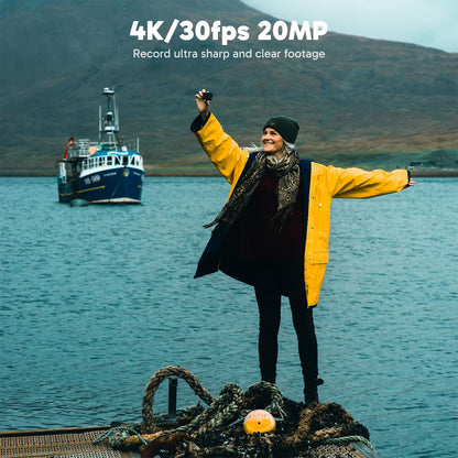 AKASO EK7000 Pro 4K30fps Action Camera with Touch Screen EIS 131ft Waterproof Underwater Camera Remote Control 5X Zoom with Helmet Accessories Kit (Standalone)