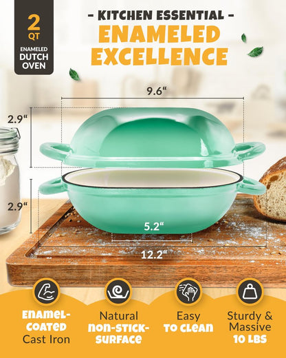 CRUSTLOVE Dutch Oven for Baking - incl. Sourdough Baking Supplies like Banneton Proofing Basket - 6.75QT Enameled Oval Cast Iron Bread Oven with Lid and Scoring Tool Lame