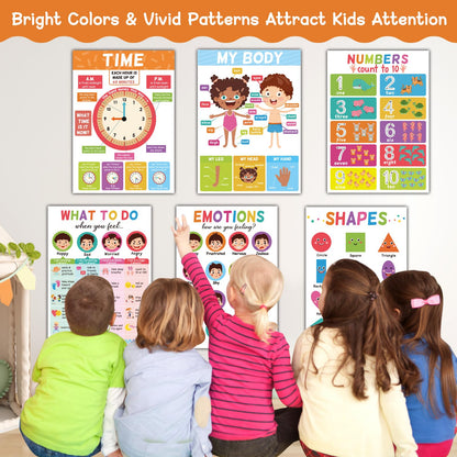 18 Educational Posters for Toddlers 1-3, Learning Posters for Kids Ages 3-5, ABC Poster Alphabet Poster for Preschoolers, Kindergarten Preschool Decor for Wall, Homeschool PreK Classroom Must Haves