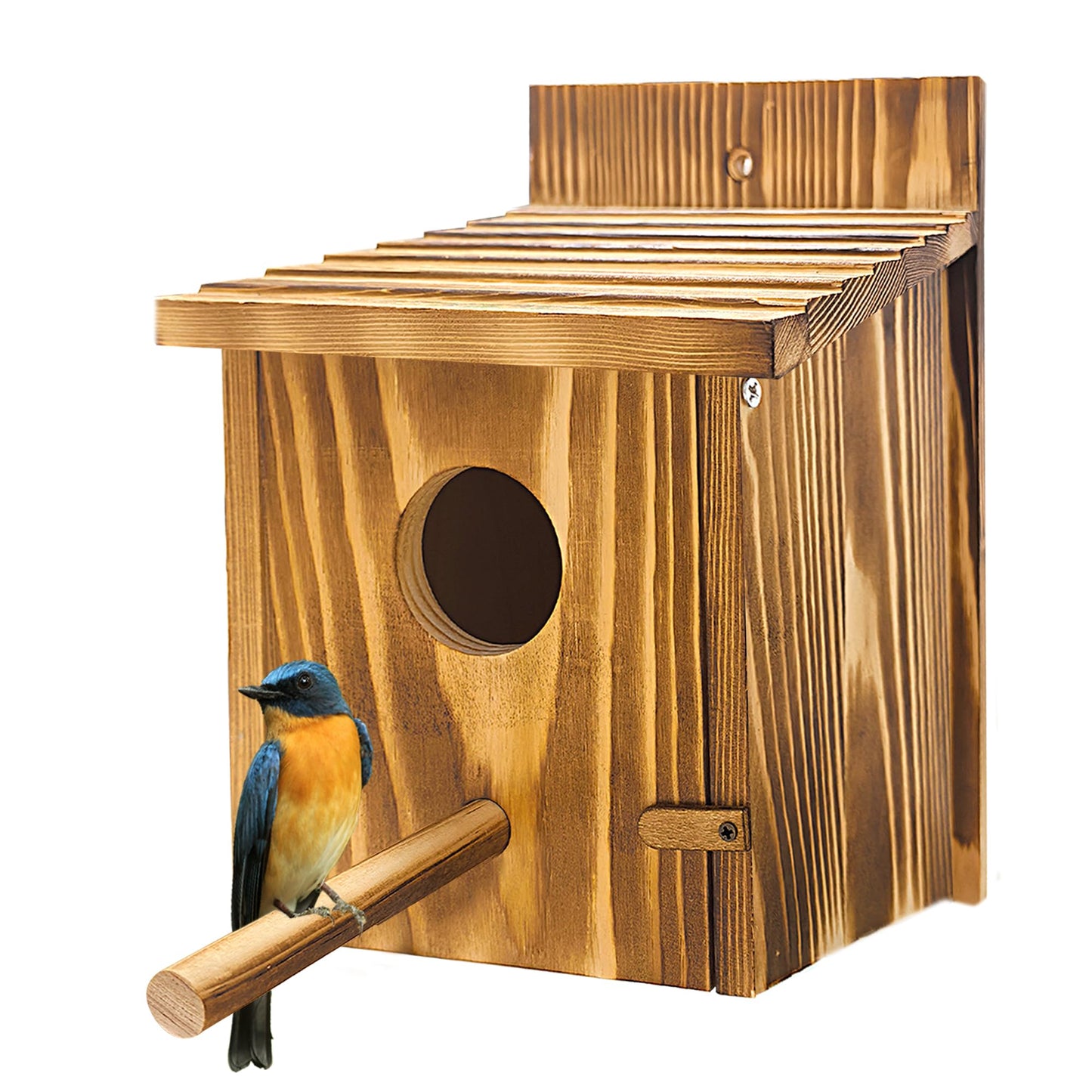 2 Pack Birdhouses for Outdoors,Wooden Wren Birdhouse with Detachable Perch,Finch Bluebird Houses Hanging Birdhouse for Outdoors