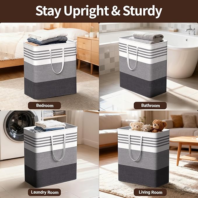 WOWBOX 2 Pack Laundry Hampers Baskets, Freestanding Dirty Clothes Hampers