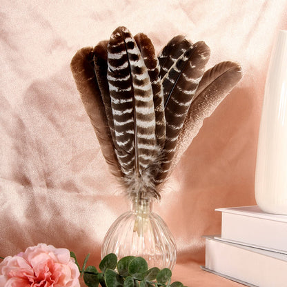 THARAHT 24pcs Natural Wild Turkey Wing Feathers Quill Bulk 8-10inch 20-25cm for DIY Crafts Project Collection Wedding Decoration Wild Turkey Tails Feather