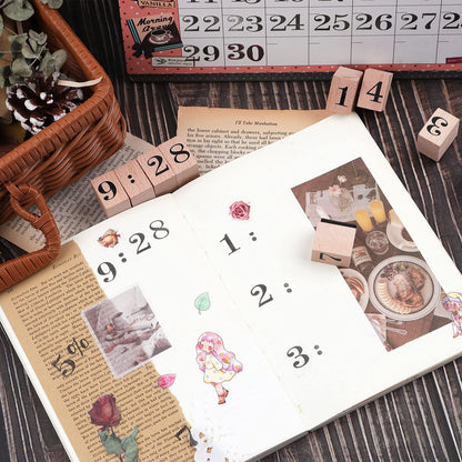Dizdkizd 12 Pieces Wooden Rubber Stamps, Small Number 0-9 Decorative Multipurpose Wood Mounted Rubber Stamp Set for DIY Craft, Letters Diary and Craft Scrapbooking