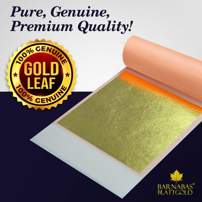 BARNABAS BLATTGOLD Gold Leaf - 23K Real Gold [25 Sheets, 3.4 inches] - Transfer Patent for Painting, Arts and Crafts