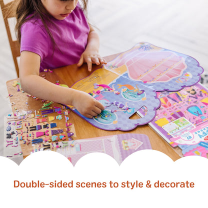 Melissa & Doug Puffy Sticker Activity Books Set of 3 – Dress-Up, Princess & Mermaid, with 208 Reusable Stickers and Fold-Out Scenes, Mess-Free Travel Toys for Kids Ages 4+ - FSC Certified