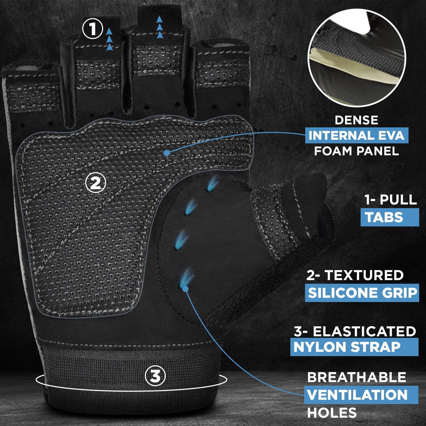 RDX Weight Lifting Gloves Gym Fitness Workout, Anti Slip Palm Protection Half Finger Exercise Glove for Powerlifting Deadlifting Bodybuilding Calisthenics Cycling Rowing Climbing Training, Men Women