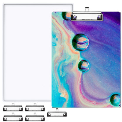 A4 Letter Size Clipboard Epoxy Resin DIY Casting Soft Silicone Molds + 5 Stainless Steel Low-Profile Clips, Retractable Hanging Hole Write Pad Draw Board Document Holder School Office Business