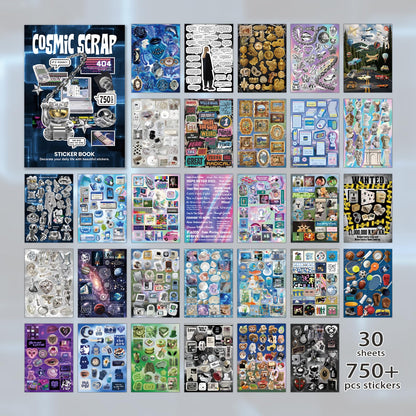 Bomichi Cute Sticker Book, 30 Sheets 750+ Pcs Y2K Vintage Aesthetics Stickers for Scrapbook Junk Journal Bullet Journal DIY Craft Card Making