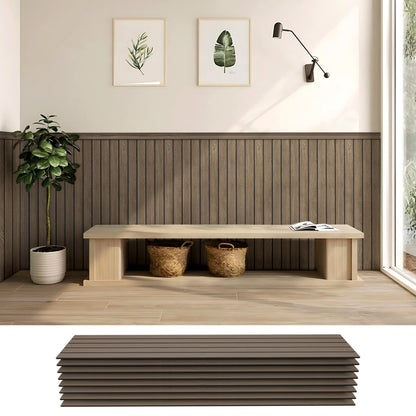 janasse PS Wainscoting Wall Panel Kit, 8PCS 38.7” x 9.65” Decorative Wall Panels, Paintable Waterproof PS Panels for Living Room, Dining Room & Hallway – Easy DIY, Covers 20.7 Sq.Ft(Dark Wood)