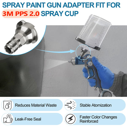 Dinlon Spray Paint Gun Adapter#S27, 26119 Spray Gun Adapter Fit for 3M PPS 2.0 Spray Cup System, 16 mm Male 1.5 mm Thread Adapters Compatible with Graco Snap-On TranStar DeVilbiss Binks Matco Spray