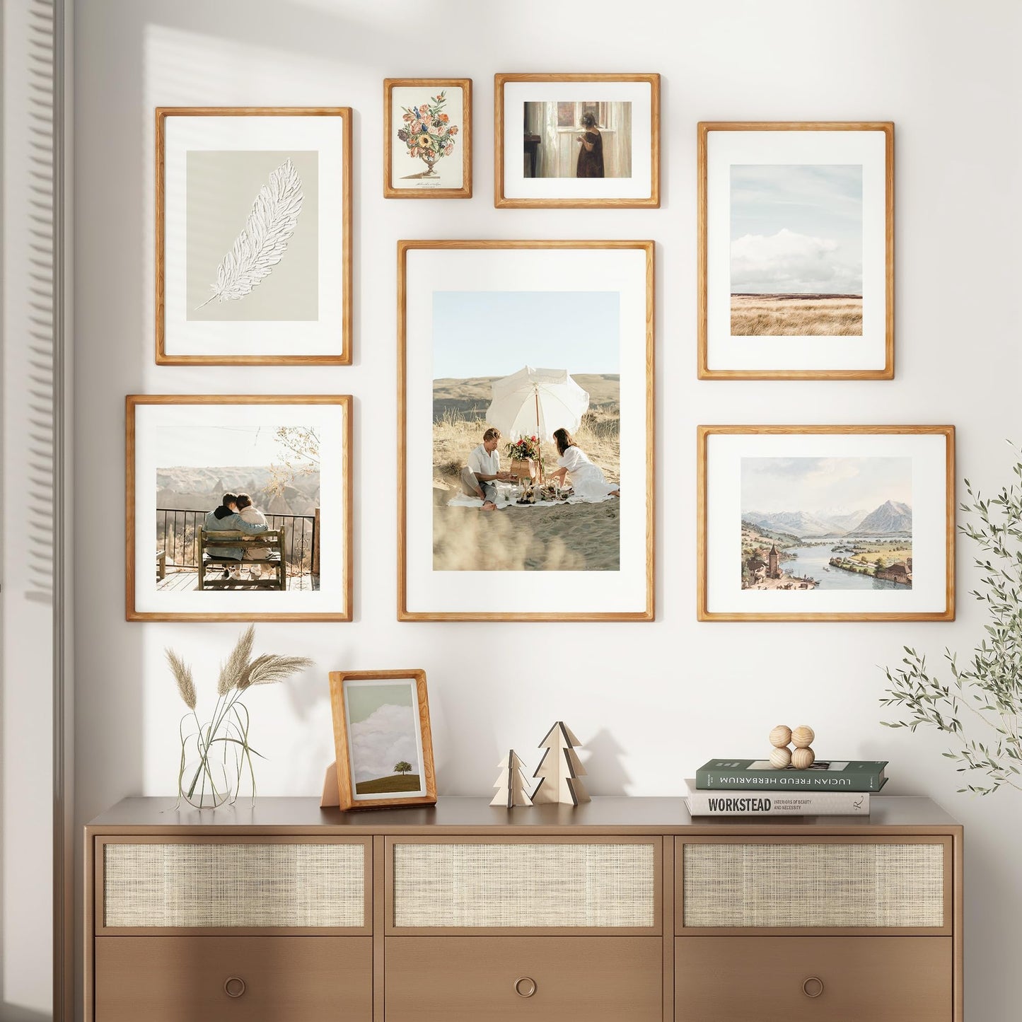11x14 Picture Frame, USA-Sourced Cherry Wood Photo Frames with HD Tempered Glass, Handcrafted Rounded Corner 11 x 14 Wooden Frame Matted to 8x10 Photos, Gallery Wall Frames for Posters & Art Prints