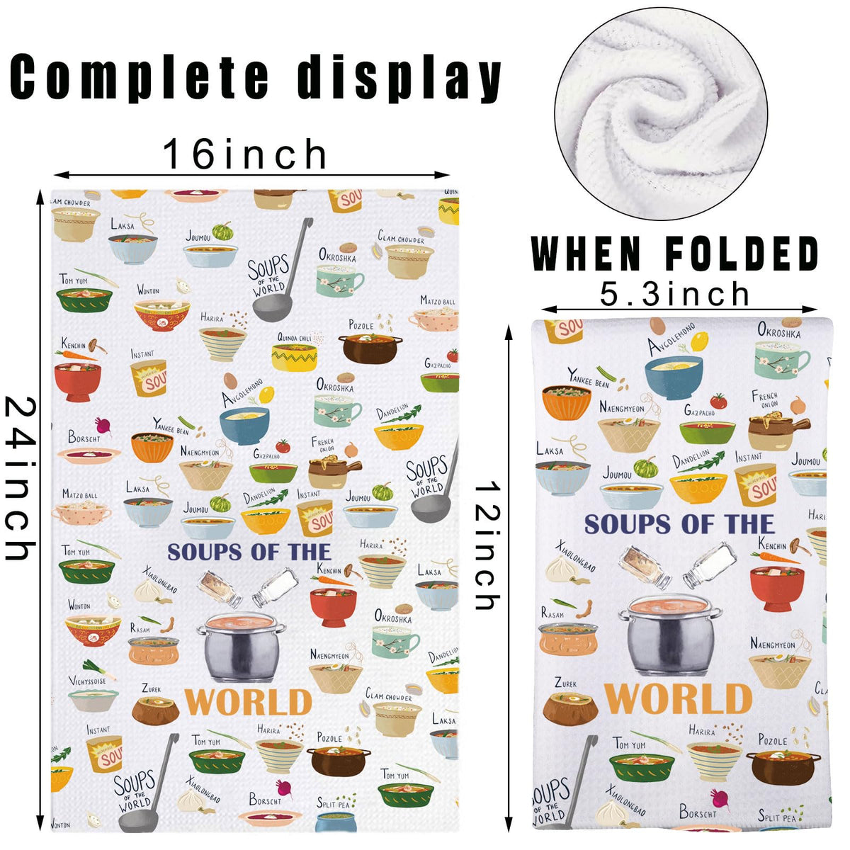 G2TUP Soups Kitchen Towels Soup Dish Towels Soup Themed Towel Soups of The World Gift (SOUPS of The)