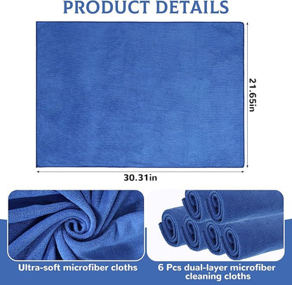 6 Pcs Extra Large Microfiber Cleaning Cloth Reusable Microfiber Towels Thick
