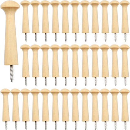 Kugliwa 36 Pcs Wooden Shaker Peg Unfinished Wood Shaker Racks DIY Wood Wall Hooks with Screws for Hanging Clothes Hats, 3.62 Inches