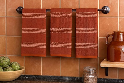 Serafina Home Terracotta Orange Rust Kitchen Hand Dish Towels: Oversized 18" x