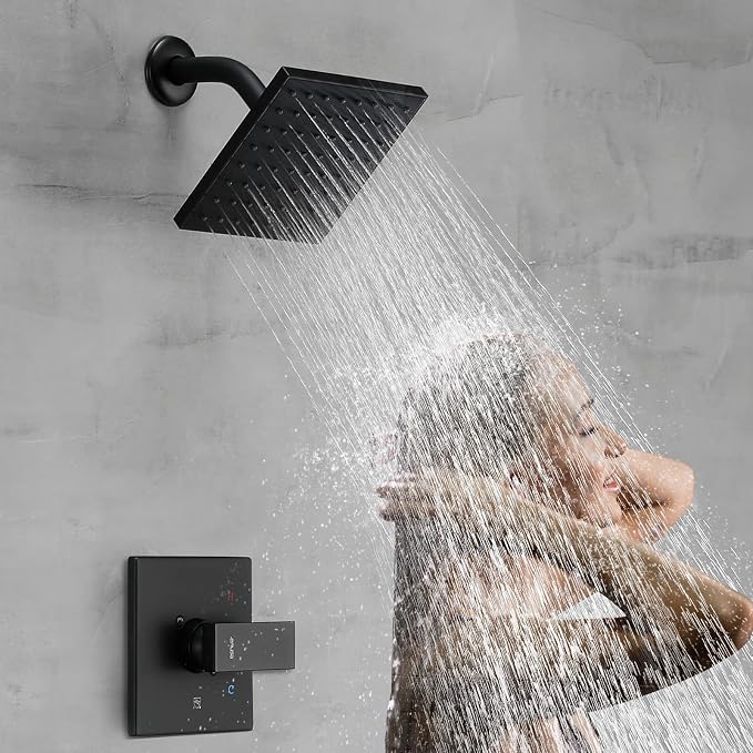 Esnbia Tub Shower Kit, Bathtub Shower Faucet Set（Valve Included) with 6-Inch Rain Shower Head, Single-Handle Shower Trim Kit, Matte Black